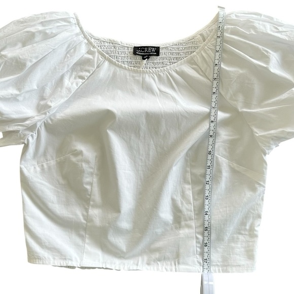 NEW J. CREW Cropped and Fitted puff-sleeve top in white cotton Size 8 - Picture 8 of 8